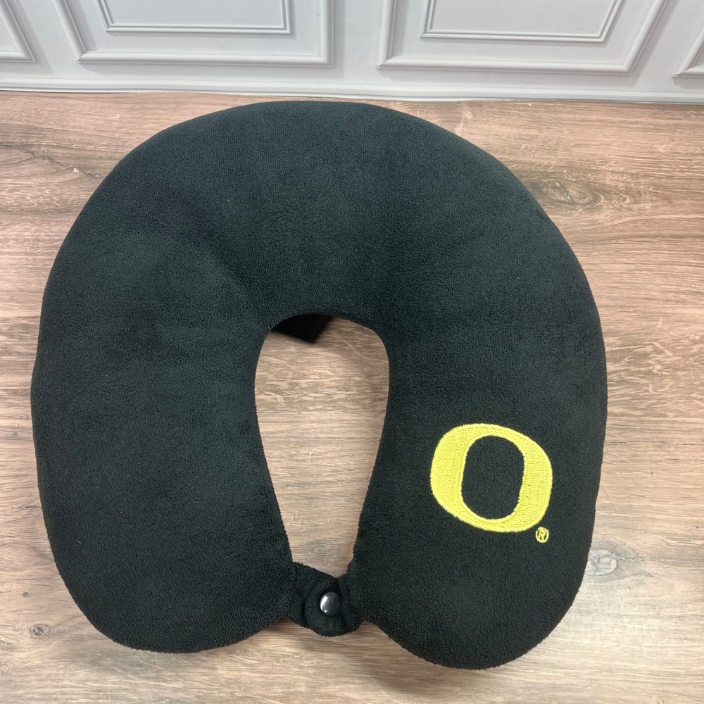 Oregon Ducks Neck Pillow Unisex OS Black Yellow Embroidered Logo Travel Snap